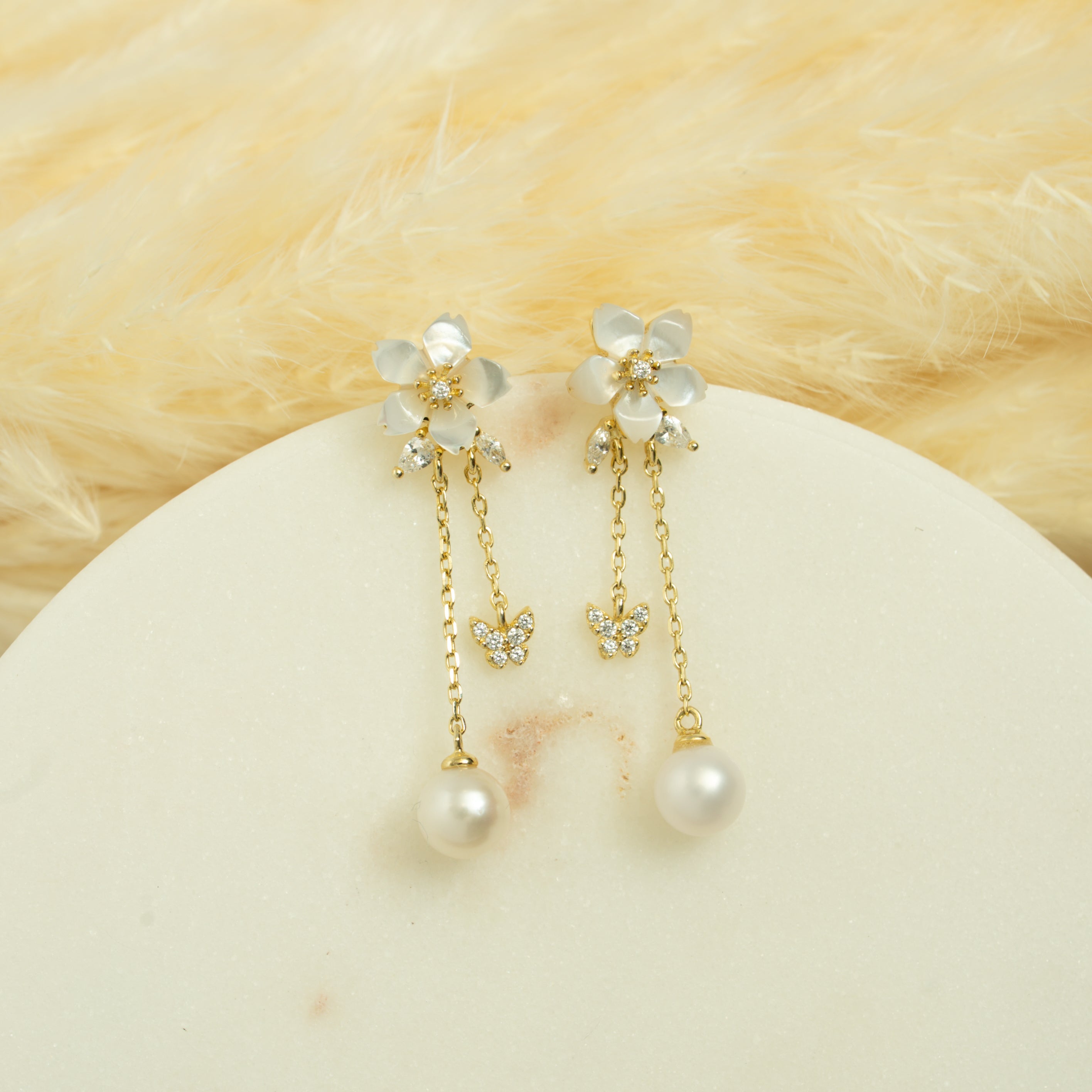 Floral Butterfly Pearl Drops