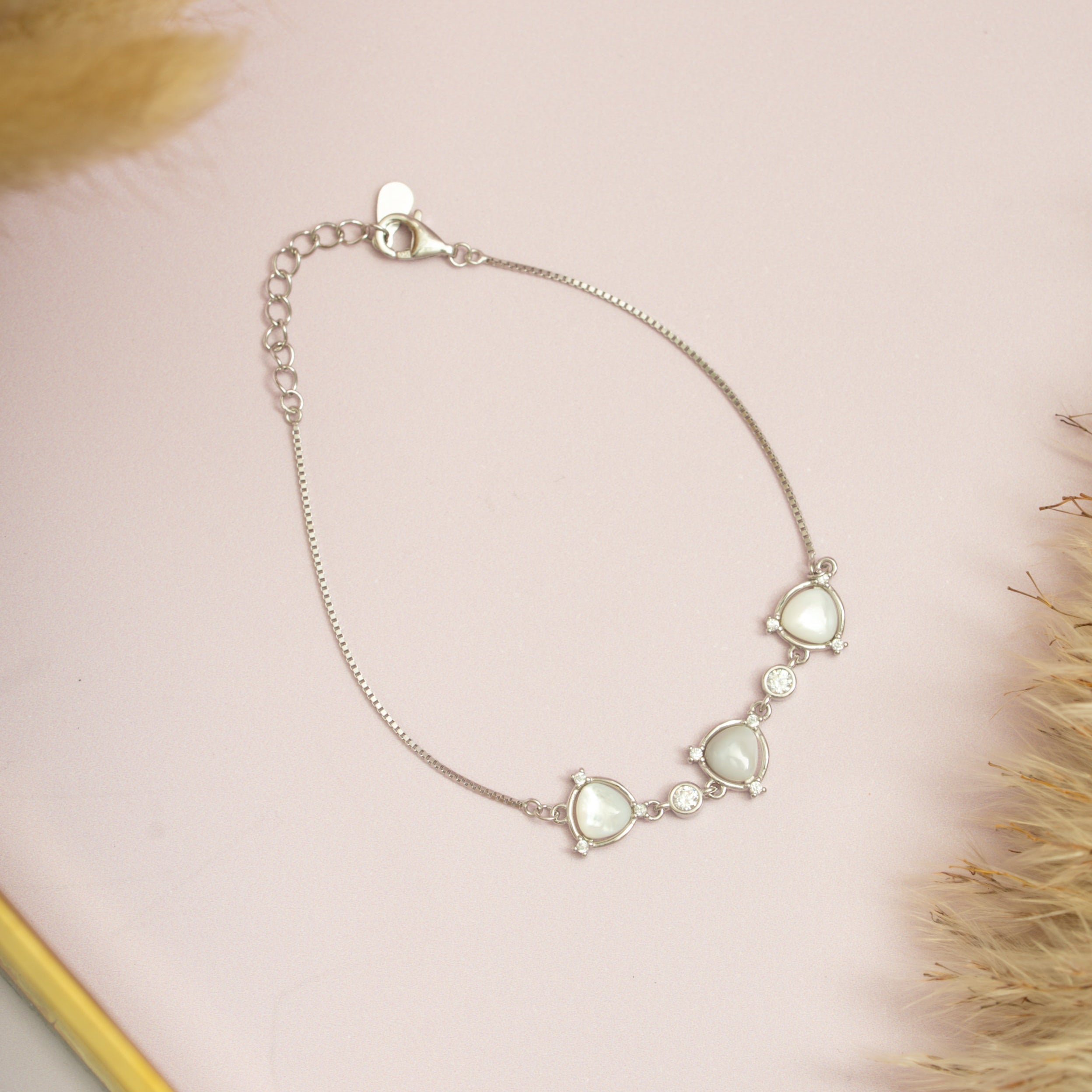 Silver Moonstone Heart Bracelet