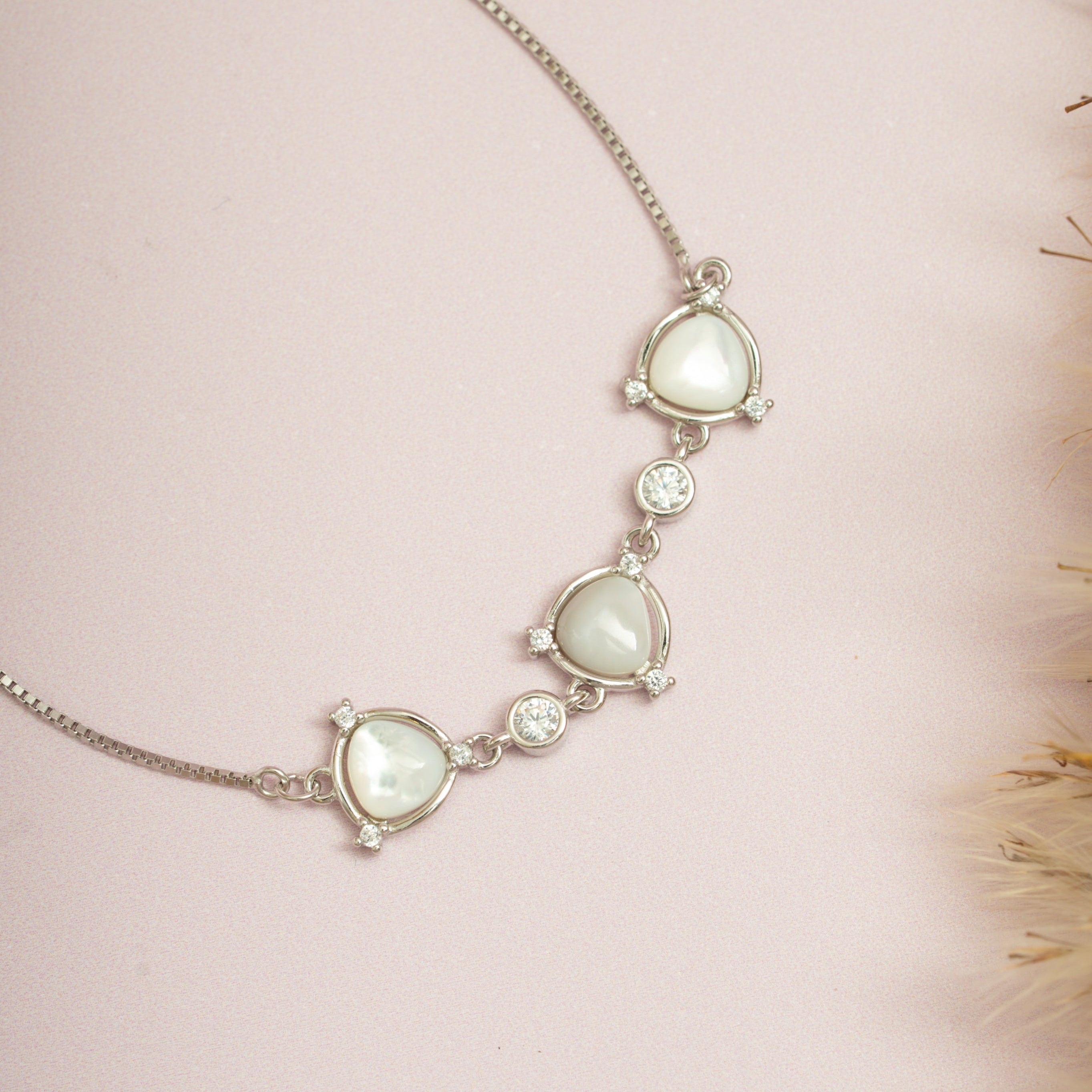 Silver Moonstone Heart Bracelet