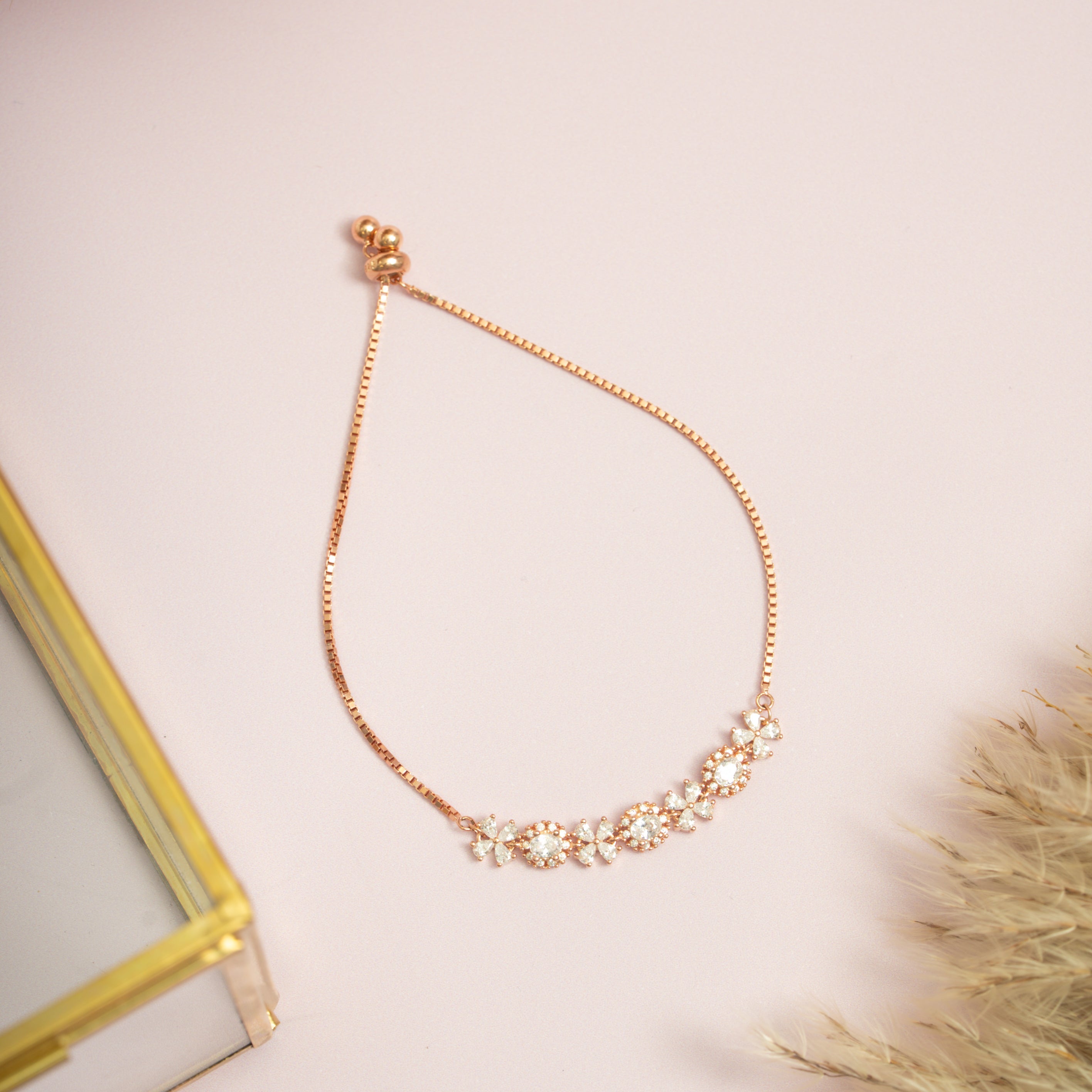 Rose Gold Floral Cluster Bracelet
