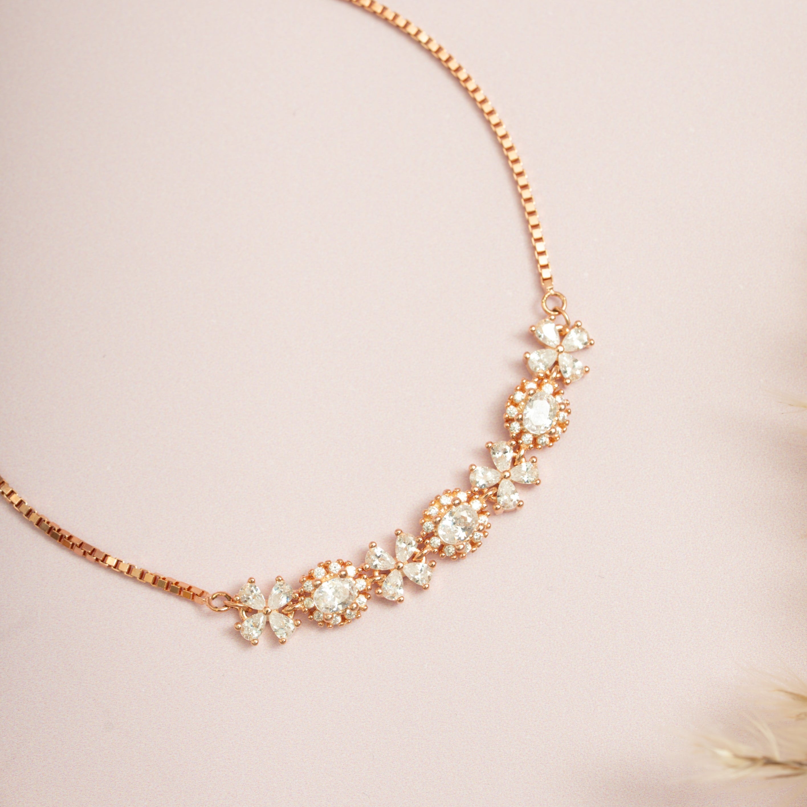 Rose Gold Floral Cluster Bracelet
