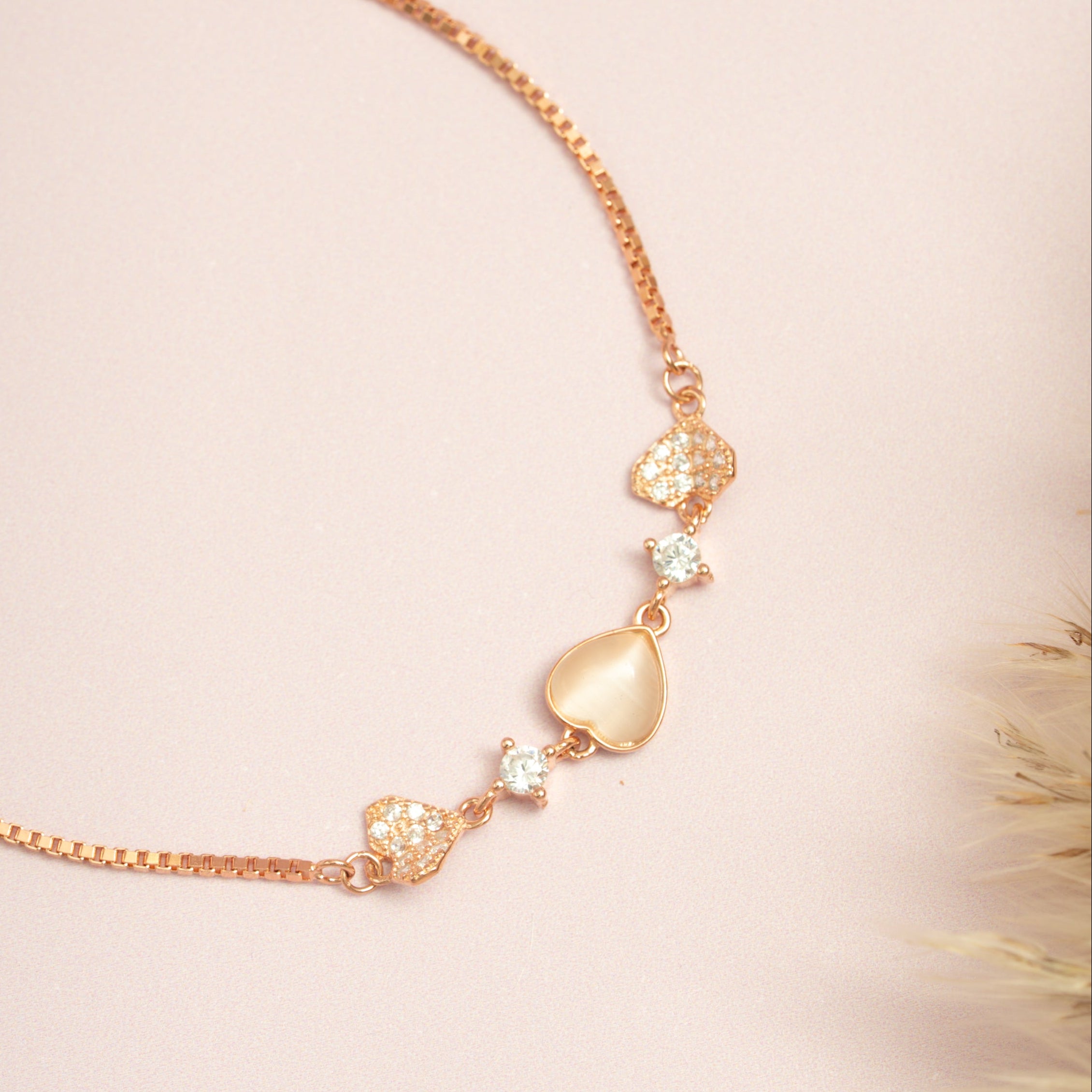 Rose Gold Heart Cluster Bracelet
