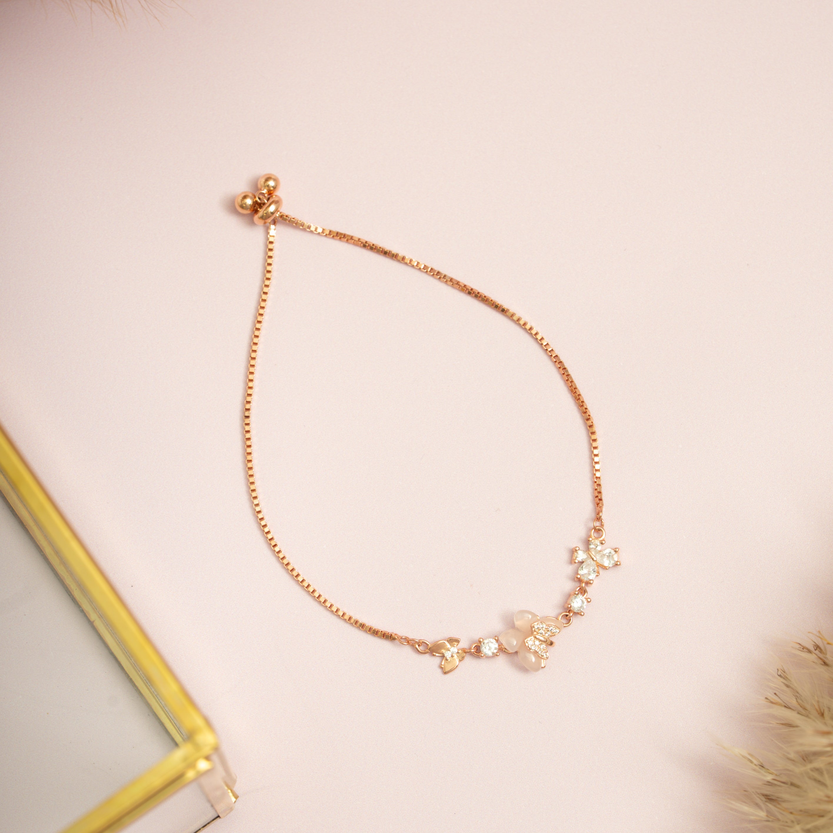 Rose Gold Butterfly Trio Bracelet