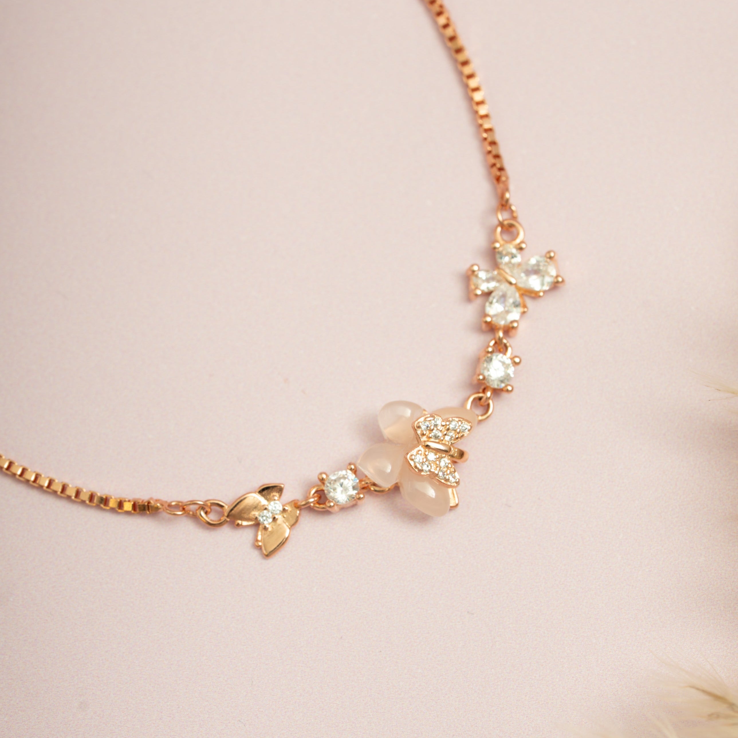 Rose Gold Butterfly Trio Bracelet