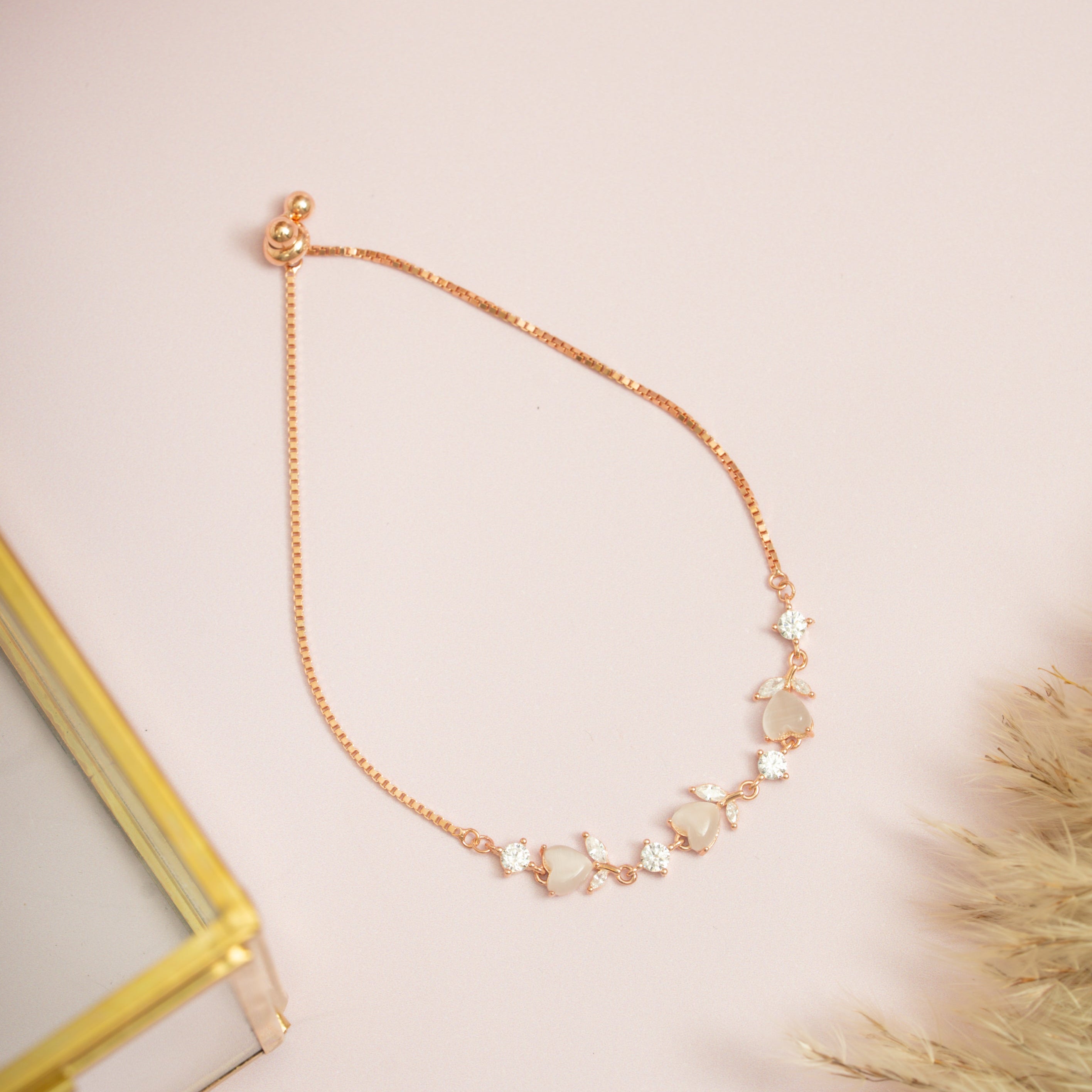 Rose Gold Moonstone Heart Bracelet