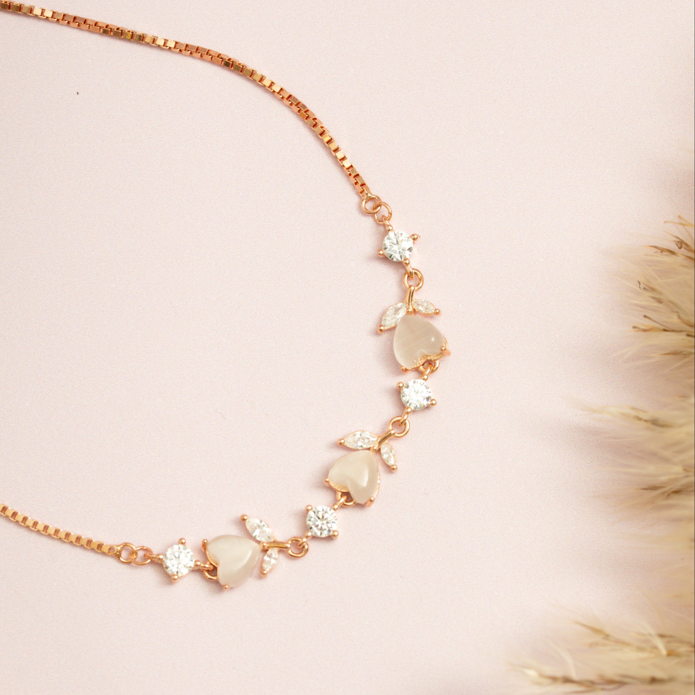 Rose Gold Moonstone Heart Bracelet