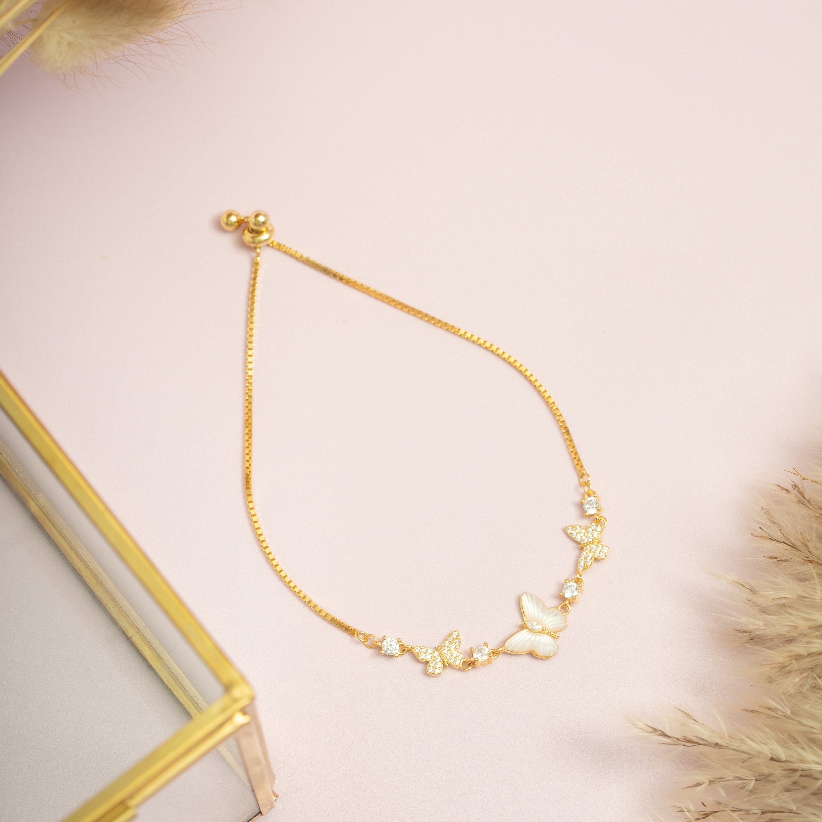Gold Pave Butterfly Bracelet