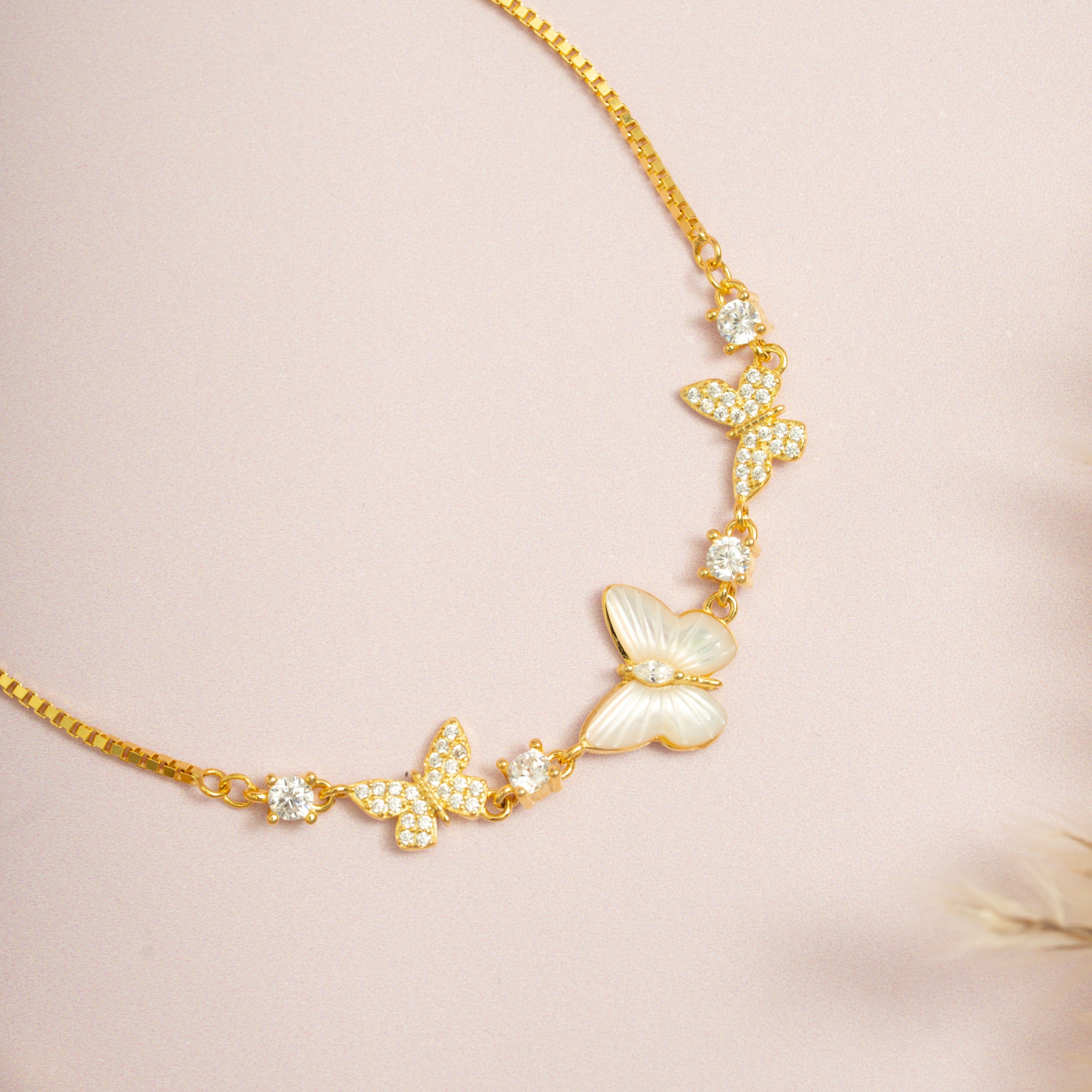 Gold Pave Butterfly Bracelet