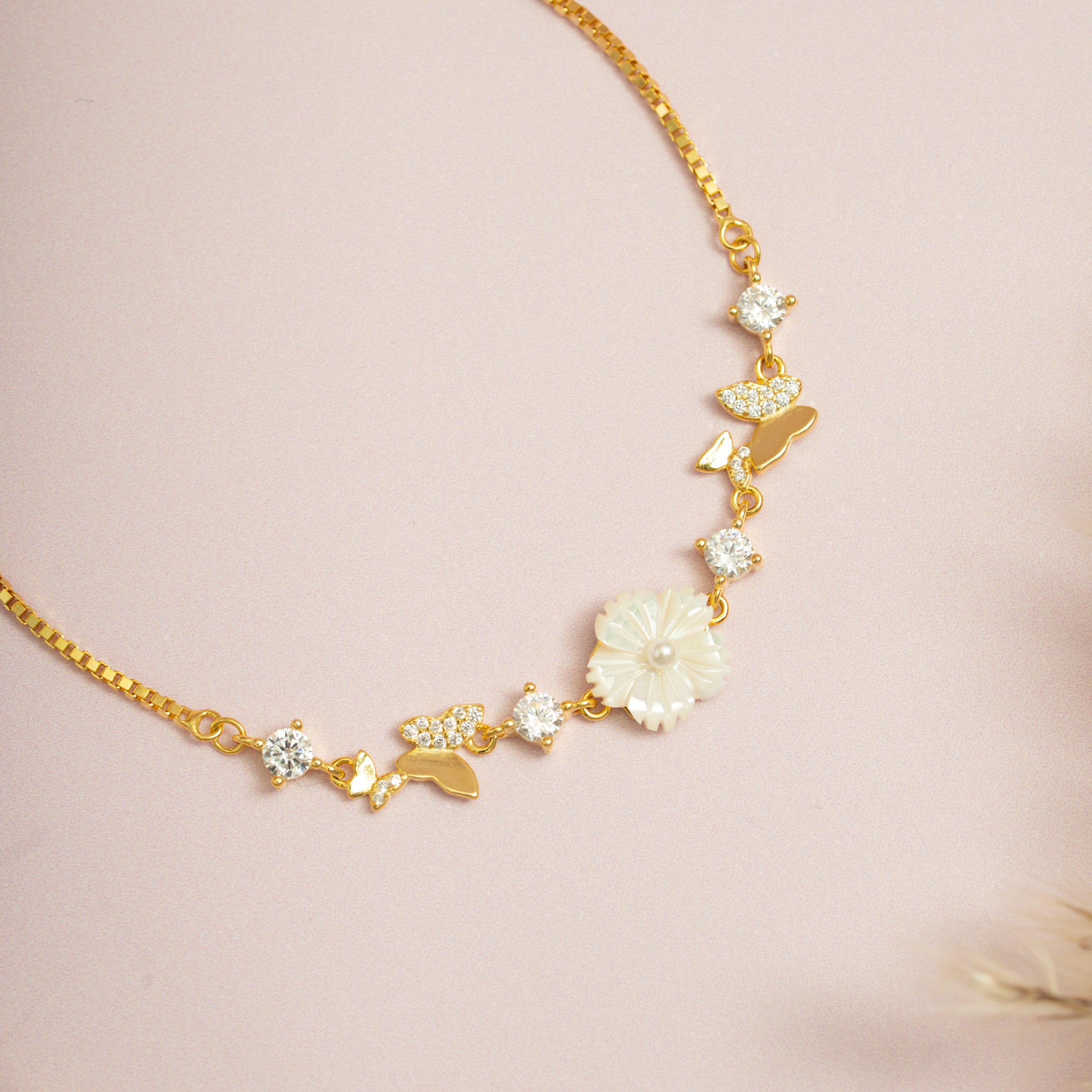 Gold Flower Butterfly Bracelet
