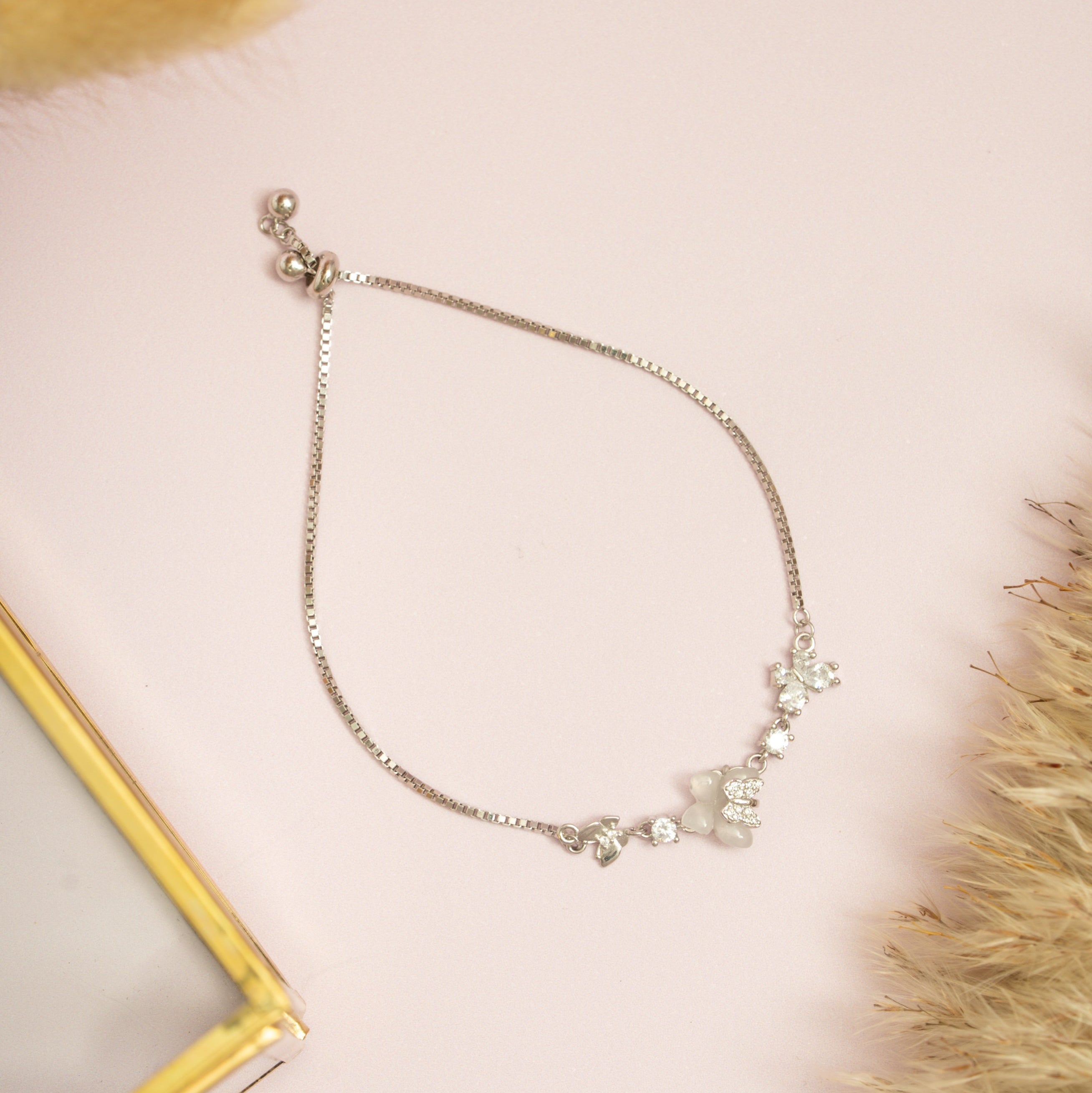 Silver Moonstone Petal Bracelet