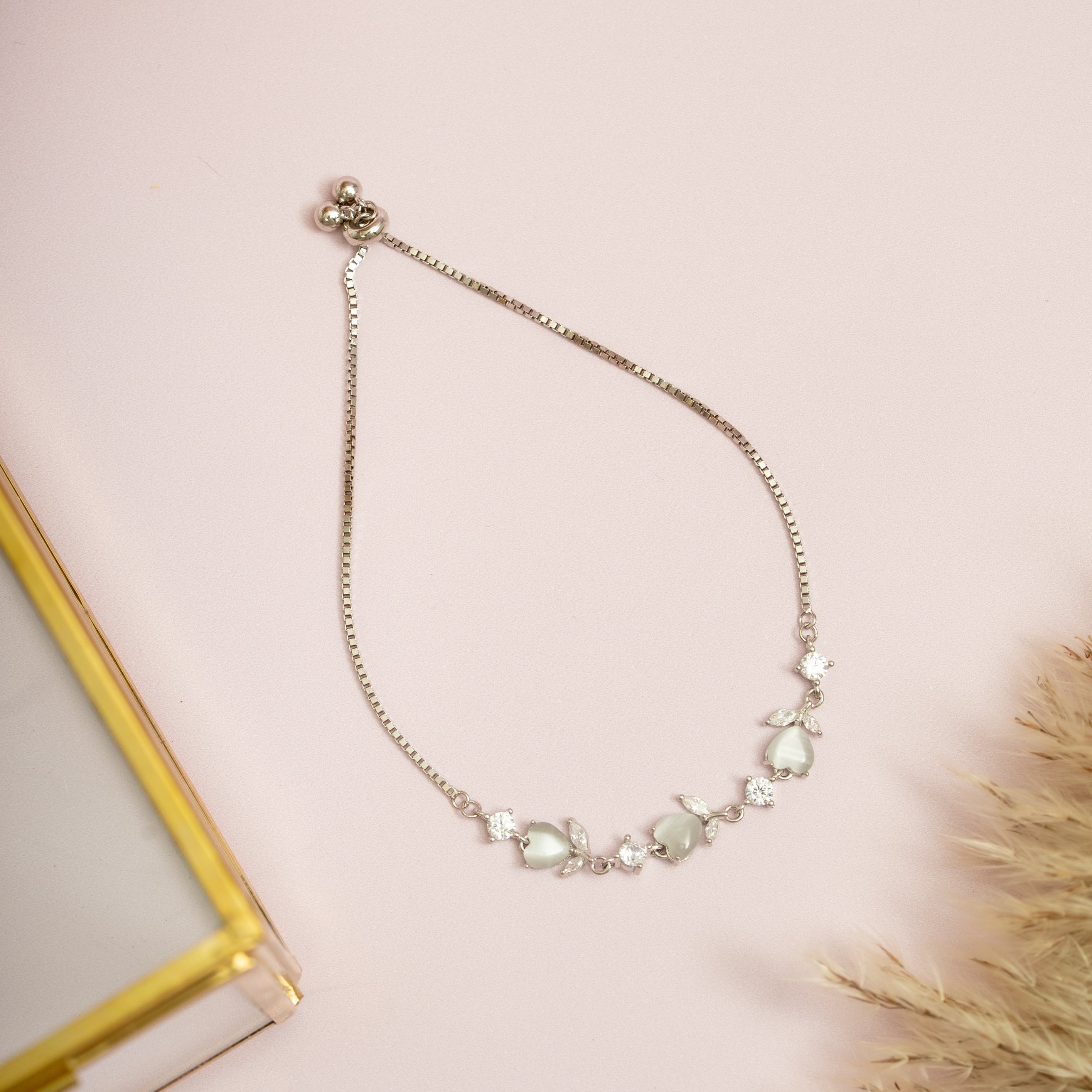 Silver Moonstone Pear Bracelet