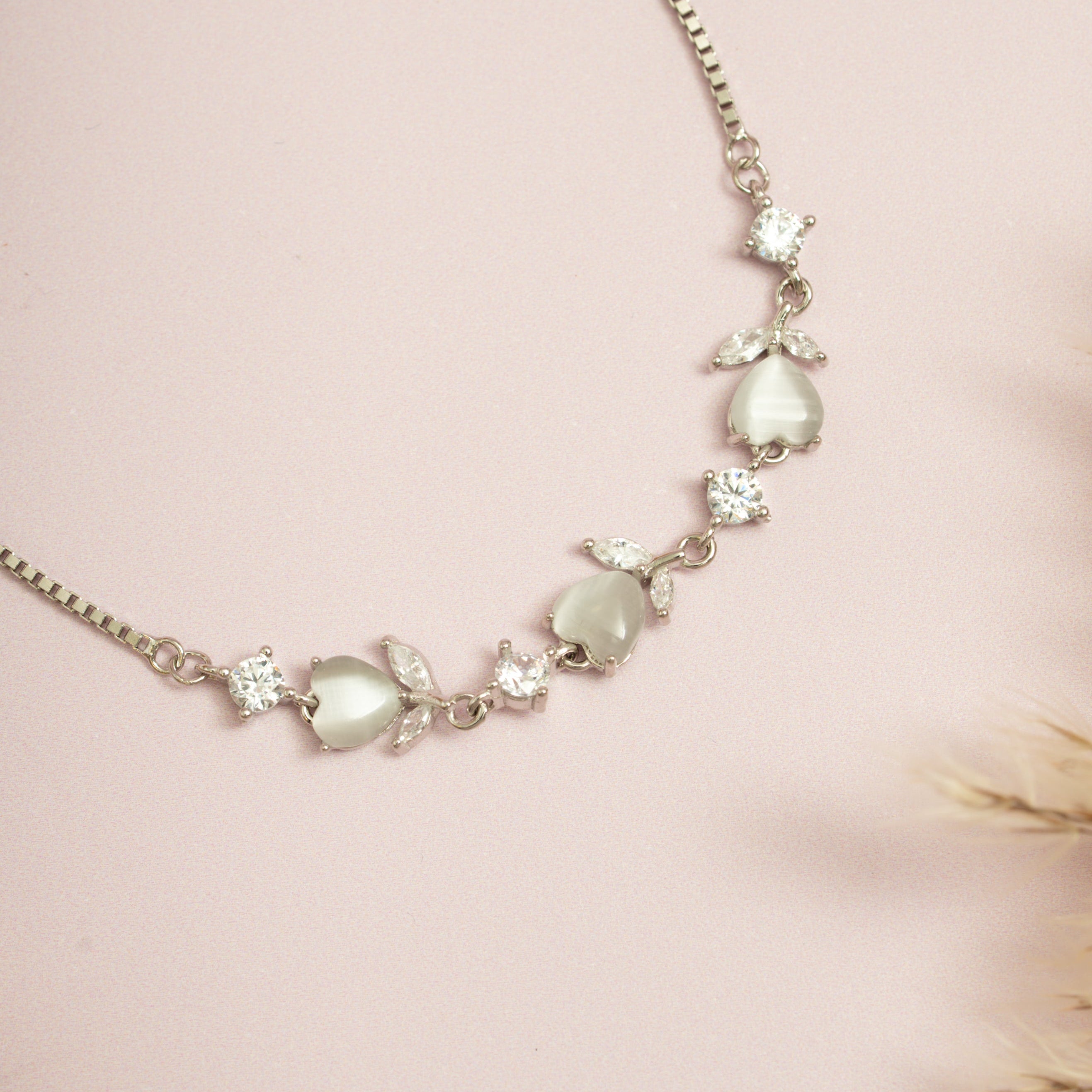 Silver Moonstone Pear Bracelet