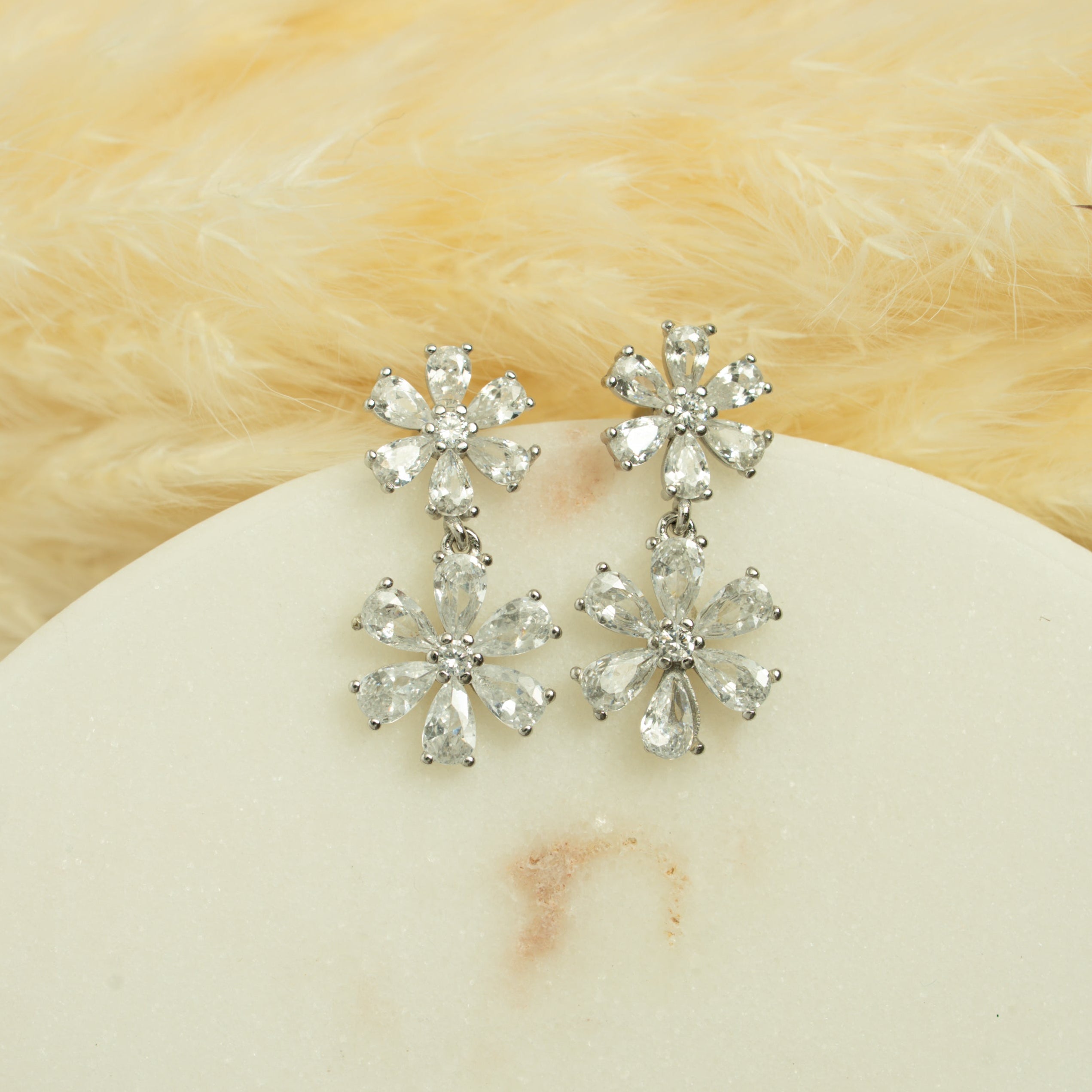Silver Double Blossom Drops
