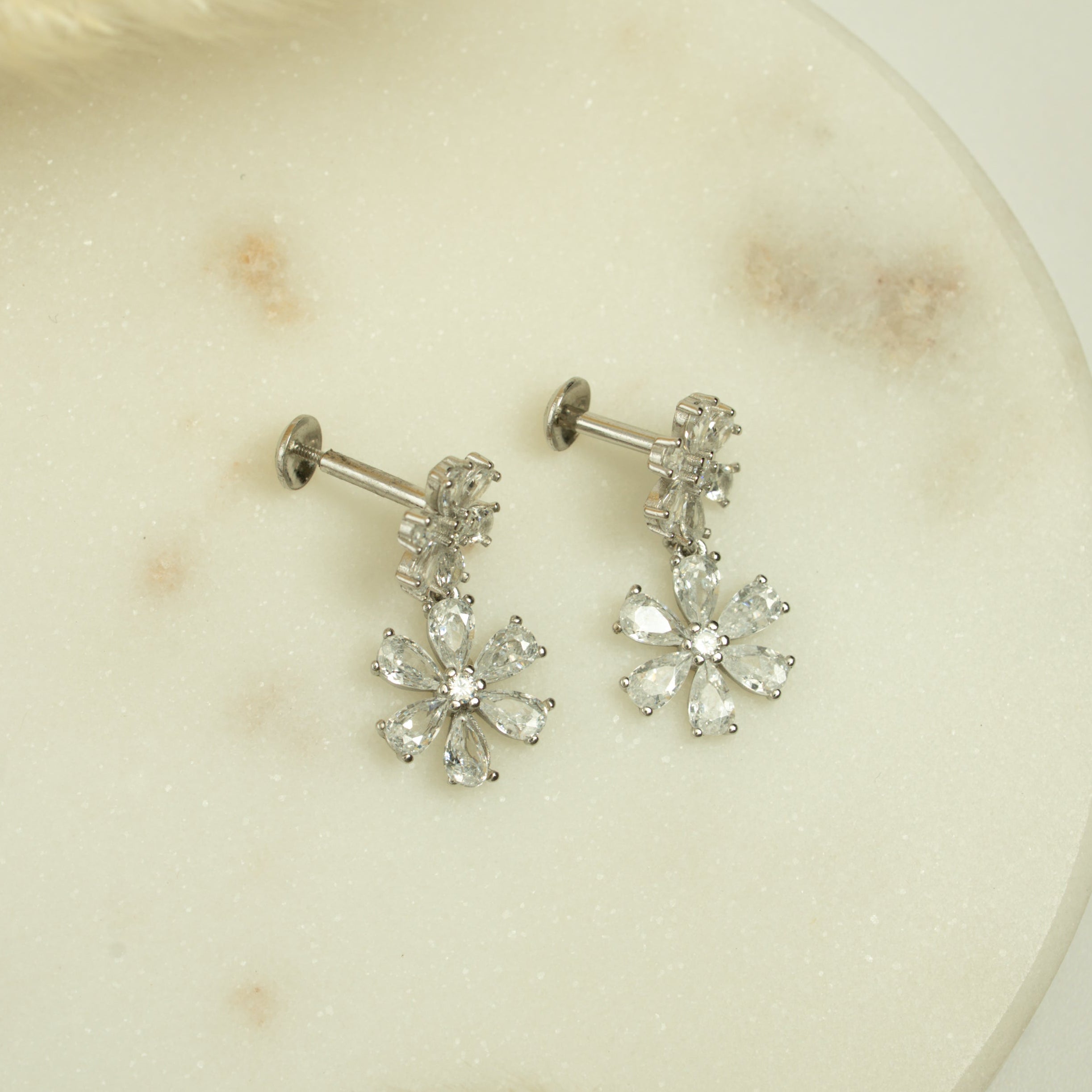 Silver Double Blossom Drops