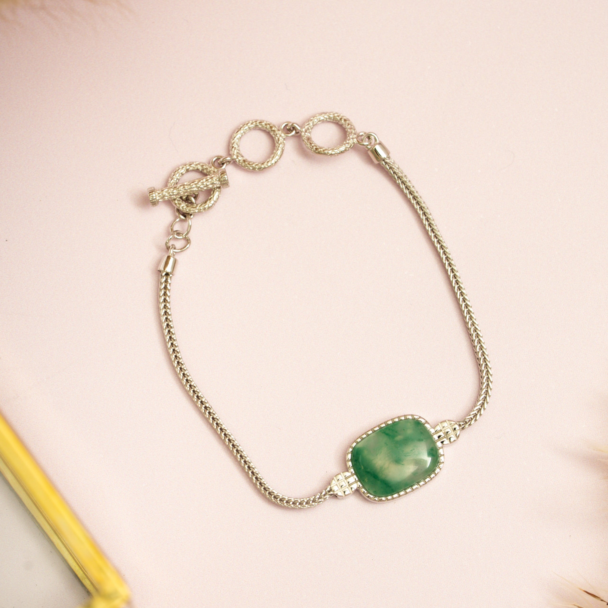 Silver Gemstone Station Bracelet