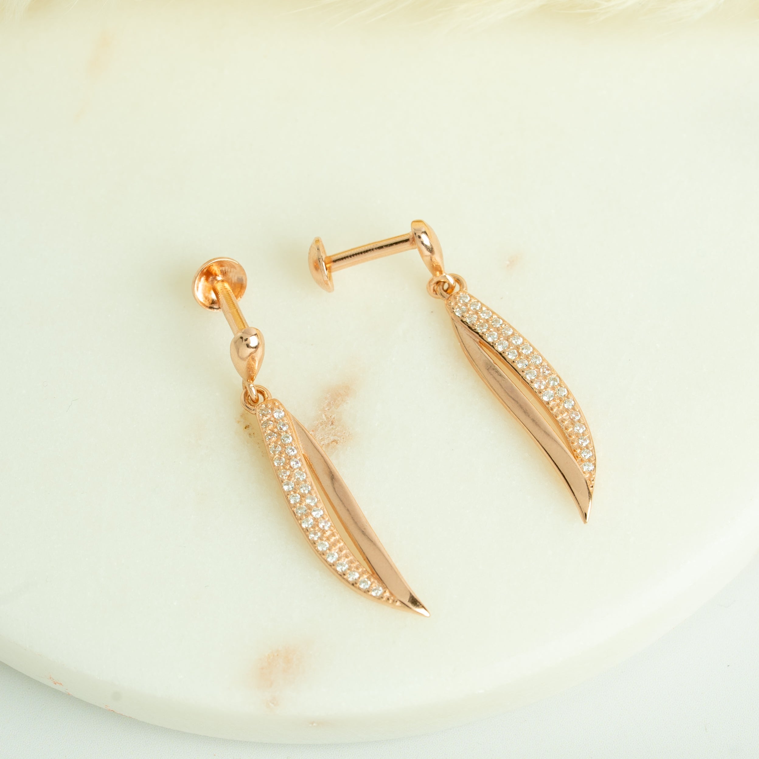Rose Gold Pave Leaves