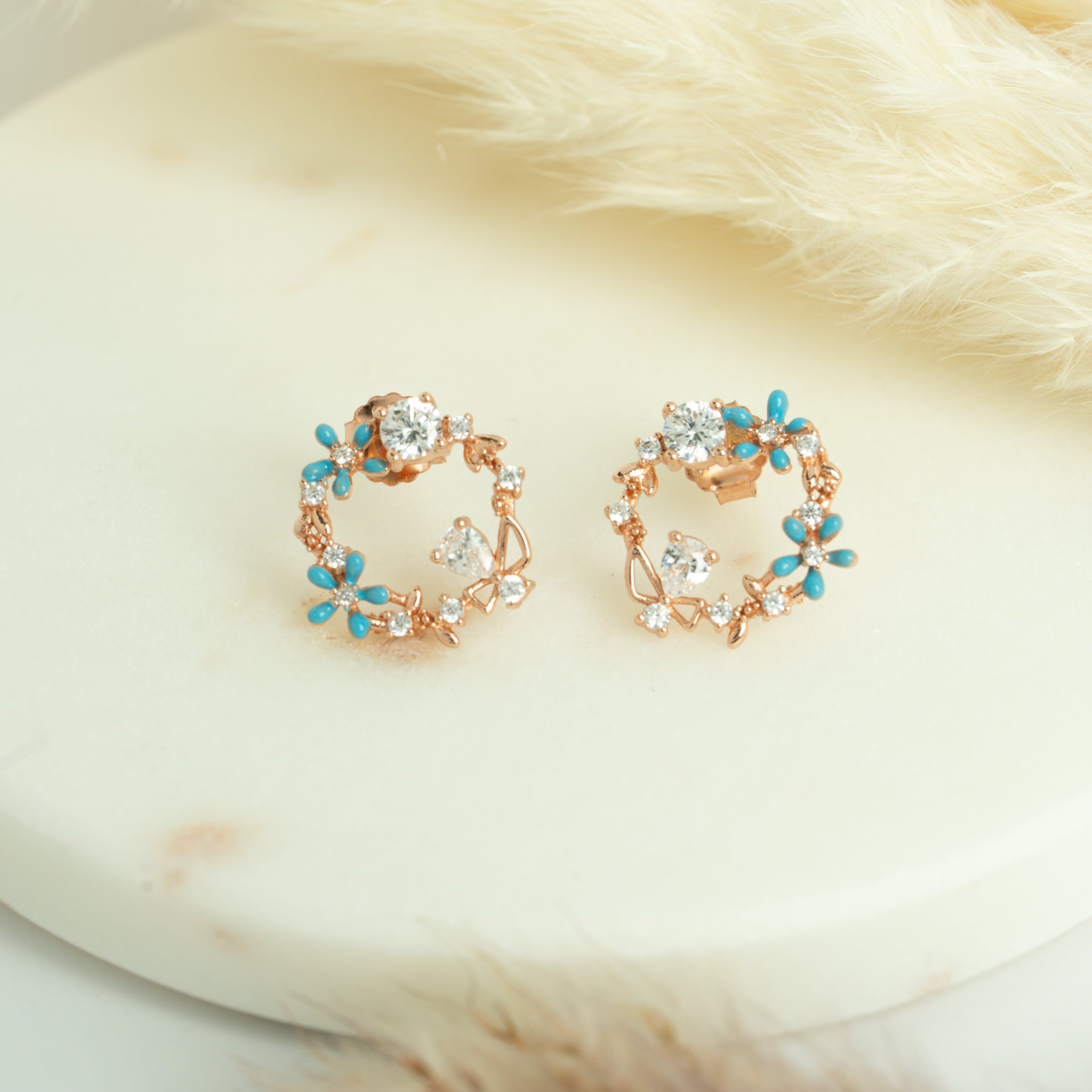 Rose Gold Turquoise Wreath