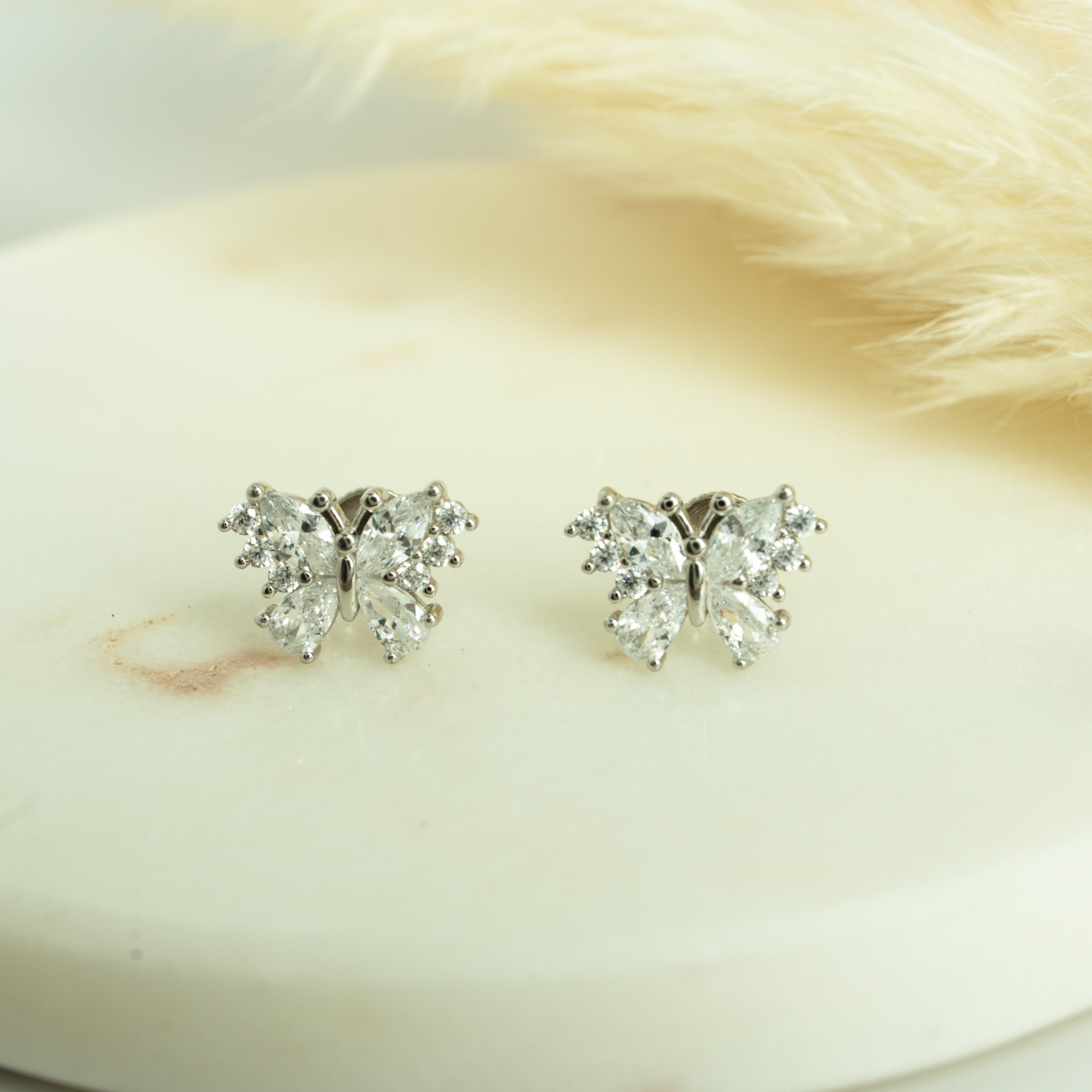 Sparkling Butterfly Stud Earrings