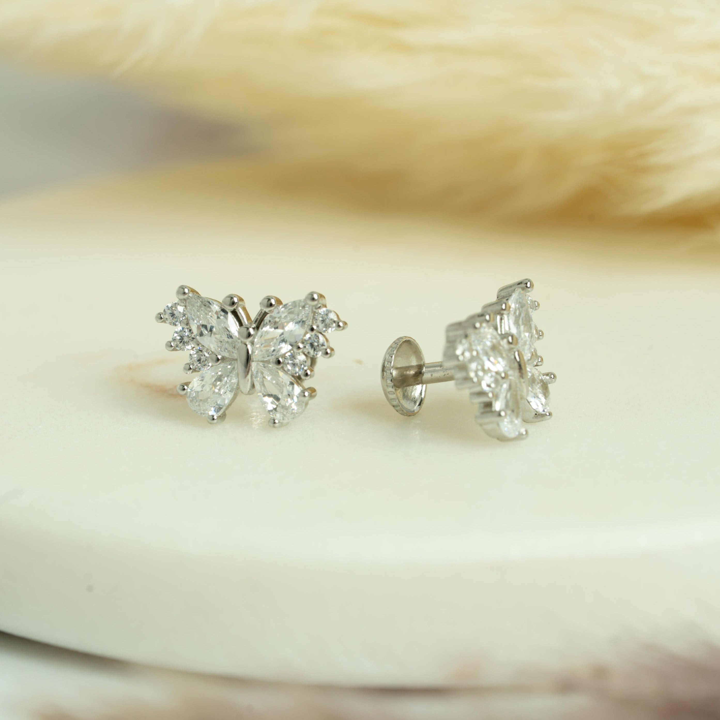 Sparkling Butterfly Stud Earrings