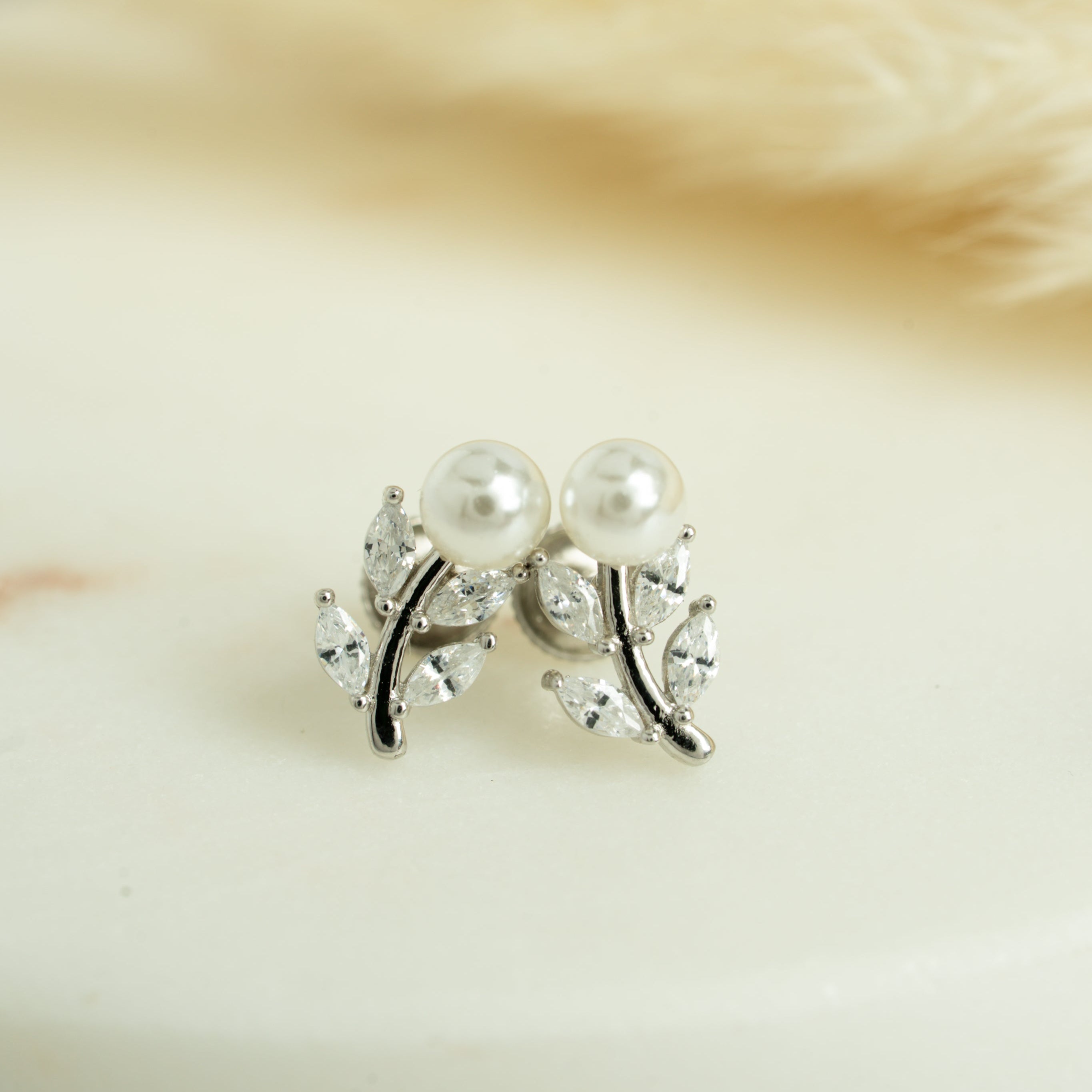 Pearl Vine Stud Earrings