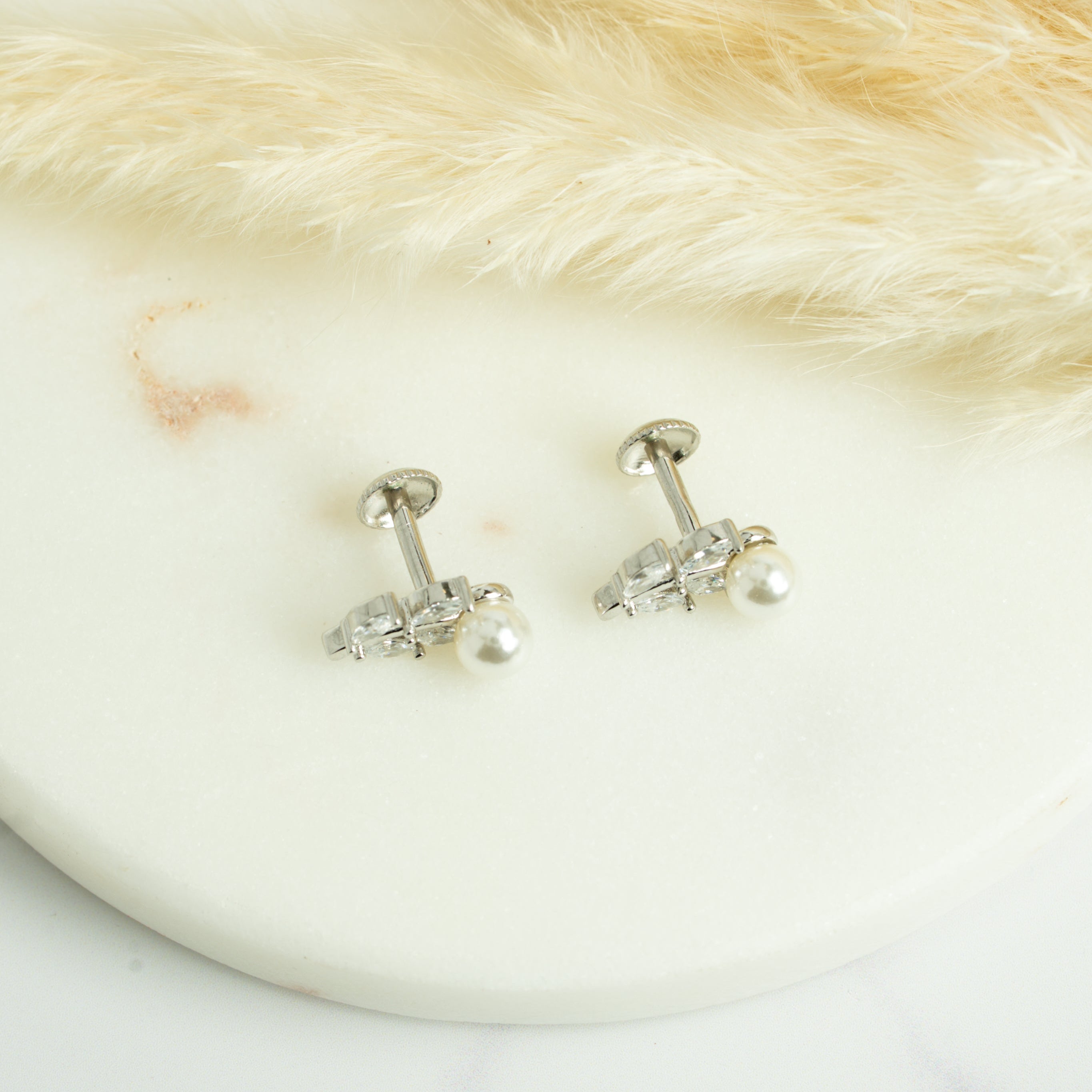 Pearl Vine Stud Earrings